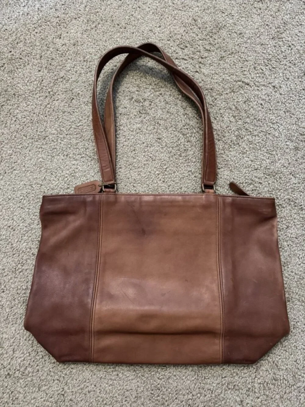 COACH VTG Late 80s Early 90s Brown Leather Tote XL Shopper Bag USA Made PROJECT